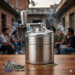 grinder-color-cromado-grande-de-manija-54mm-aleacion-zinc-4-capas-420mx-1 grinder grande de manija 54 mm de aleación de zinc con 4 capas antiatascamiento y compartimento para polen